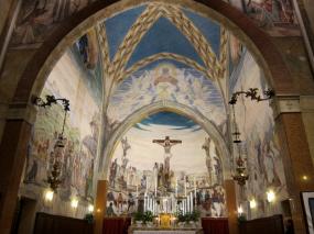... la bella volta  affrescata della chiesa di Santa Maria Maddalena a Rai di San Polo di Piave ... 