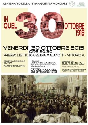 ... il manifesto della serata commemorativa "IN QUEL 30 OTTOBRE 1918" ...