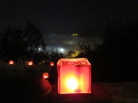 ... lanterne rosse al Santuario della Madonna della Salute di Vittorio Veneto per la messa di Natale dei soci C.A.I. ...