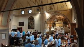 ... coristi del CORO C.A.I. di Vittorio Veneto alla santa messa della vigila 2019 al santuario di Santa Augusta  ... 
